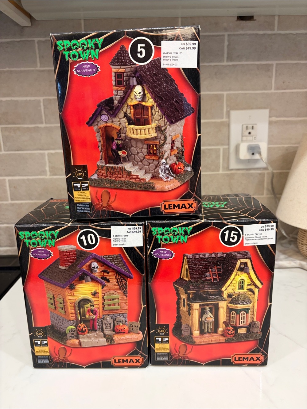 Lemax Spooky Town Halloween Village Houses Set of 3